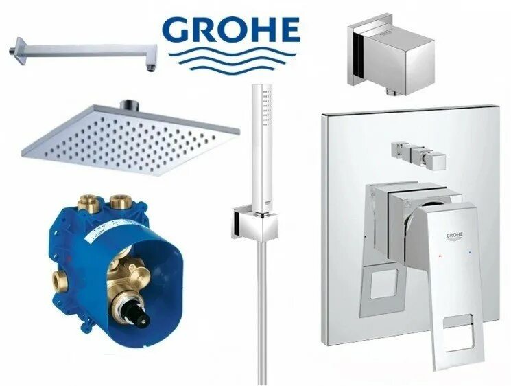 Комплект душа grohe. Душевая система Grohe Eurocube 23409000. Душевая система скрытого монтажа Grohe Eurocube. Встроенный душевой комплект скрытого монтажа Grohe.