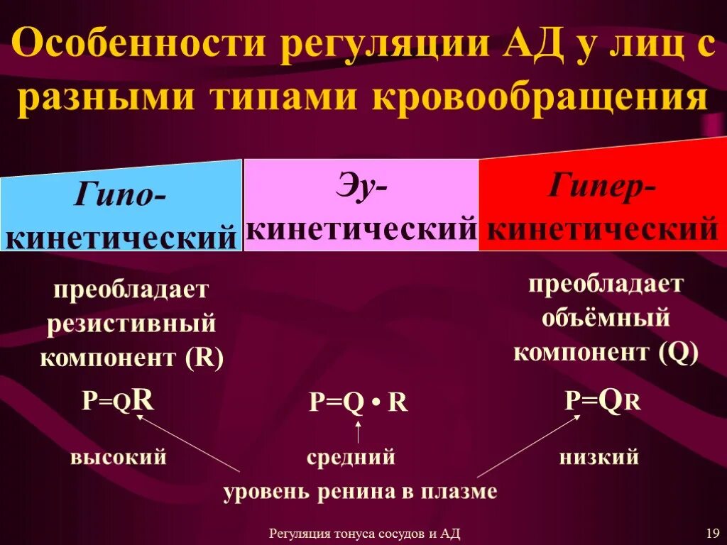 Типы саморегуляции кровообращения. Гиперкинетический Тип кровообращения. Гипокинетический Тип гемодинамики. Эукинетический Тип гемодинамики.