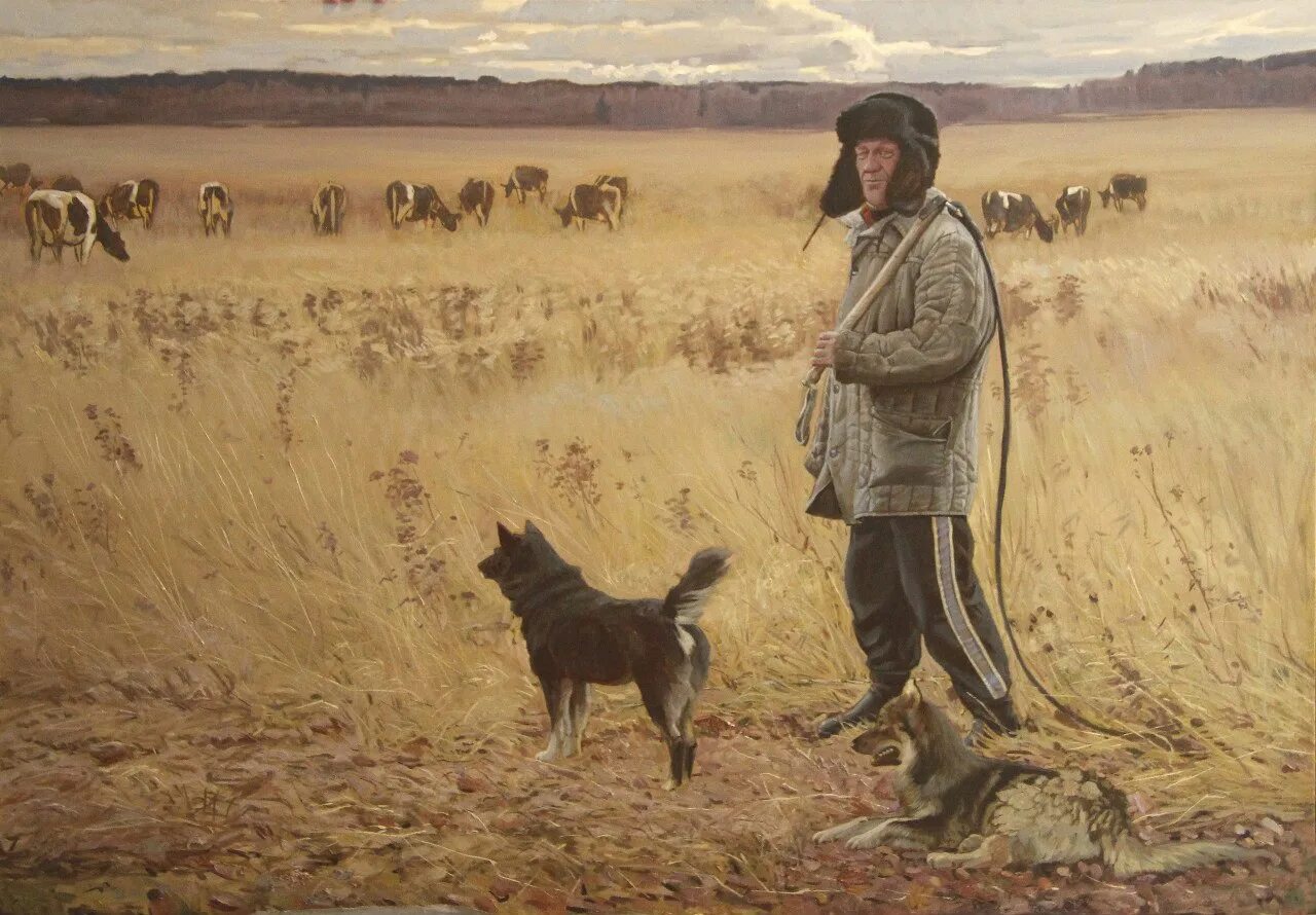 Становясь вол. Пастух 19 века.