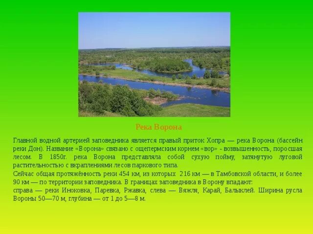 Где находится река ворона. Где находится река ворона