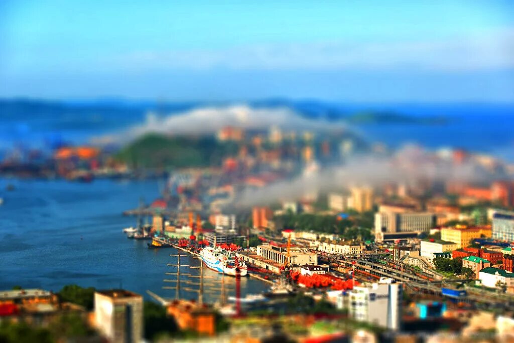 Tilt-Shift: Владивосток. Фотокарточки Владивосток. Золотой мост Владивосток. Виды Владивостока.