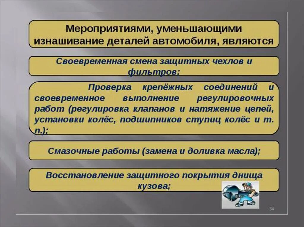 Причины изменения технического состояния автомобиля. Факторы интенсивности изменения технического состояния автомобиля. Изнашивание деталей автомобиля. Факторы влияющие на изменение технического состояния автомобиля. Изменение технического состояния автомобиля