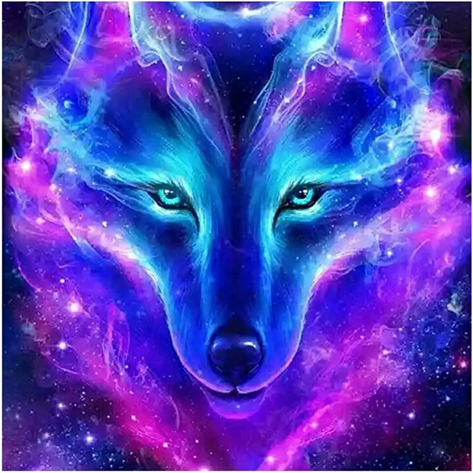 Волк космос. Неоновый волк. Фиолетовый волк. Звездный волк. Аватарка на телефон 2024