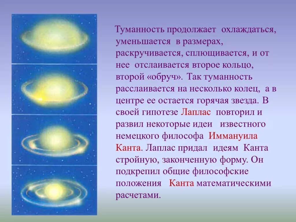 Гипотеза Канта-Лапласа. Небулярная гипотеза Канта. Небулярная гипотеза Канта Лапласа. Гипотеза Лапласа о происхождении солнечной системы.