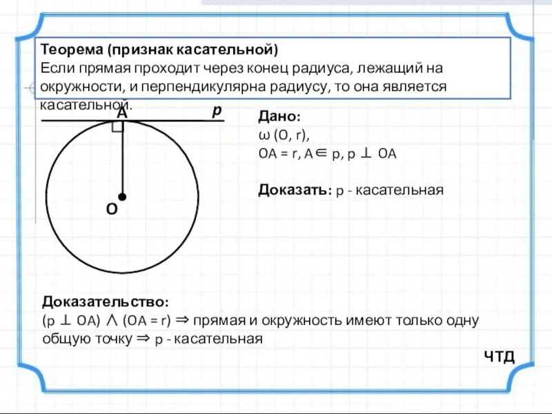 Если прямая является к окружности. Признак касательной к окружности 7 класс. Признак касательной к окружности 8 класс. Свойство и признак касательной к окружности. Пнизна касательноц.