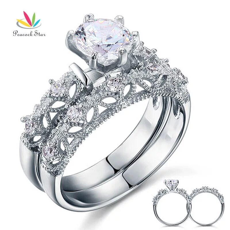 Красивые кольца из белого золота. Silver rings 925. кольцо для помолвки. необычные помолвочные кольца. двойное кольцо с бриллиантом.