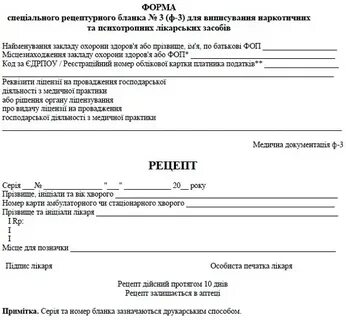 Бланк рецепта форма 1