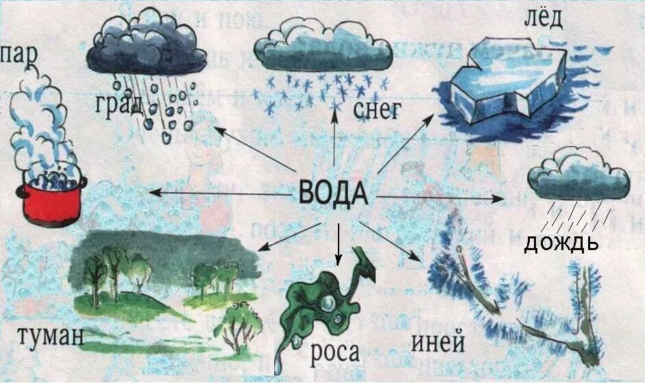 Состояние окружающей мир 3 класс. Вода в природе для дошкольников. Тема вода для дошкольников. Состояния воды для дошкольников. Иллюстрации воды в природе.