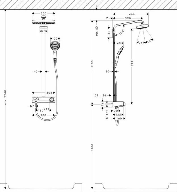 Высота штанги душа. Душевая система Hansgrohe Raindance. Hansgrohe Raindance e Showerpipe 360 1jet. Hansgrohe стойка Raindance select. Raindance e Showerpipe 360 1jet термостат.