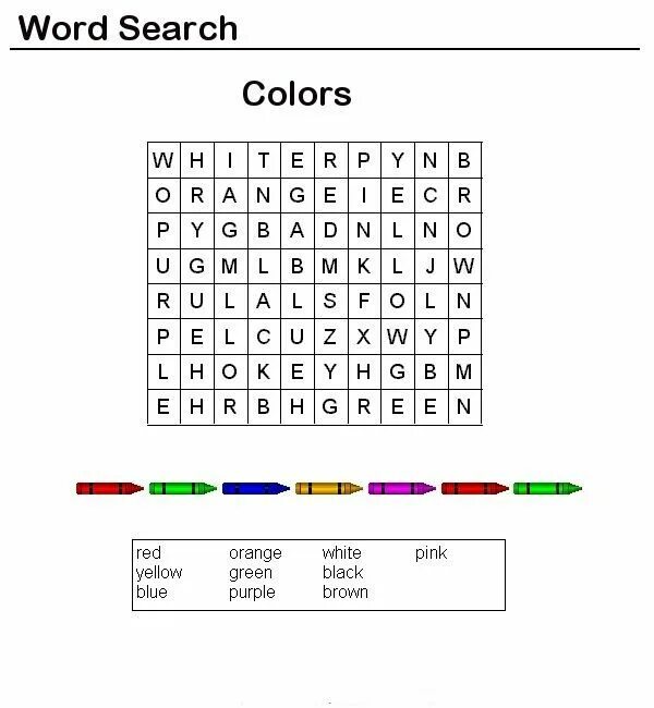 Кроссворд на английском на тему цвета. Игра Wordsearch. Wordsearch для детей. Цвета на английском.