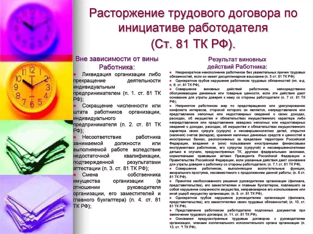 Судебная практика 81 тк рф. Расторжение трудового договора по инициативе работодателя виновные. Условия распоряжения трудового договора по инициативе работодателя. Порядок прекращения трудового договора по инициативе работодателя. Причины прекращения трудового договора по инициативе работодателя.