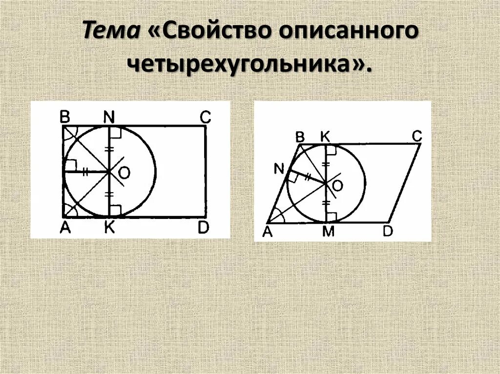 В любом описанном четырехугольнике суммы сторон. Свойство описанного четырехугольника 8 класс. Свойства описанного четырехугольника. Свойство описаного четфрех. Свойство описанного четыреж.