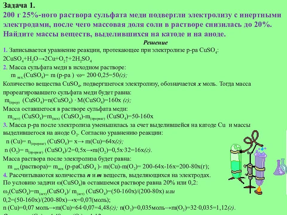 Сульфат меди продукт электролиза. Электролиз раствора железа 2. Электролиз раствора сульфата меди. Задачи по электролизу. Раствор сульфата меди (II).