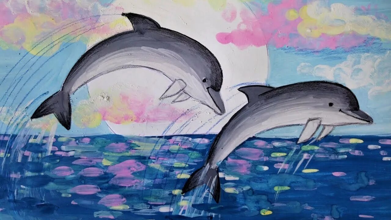 Дельфин рисунок. Рисованиена свобдную тему. Детский рисунок на свободную тему. Дельфин детский рисунок.