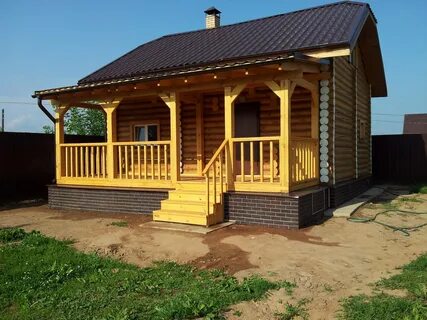 Веранда бани из дерева