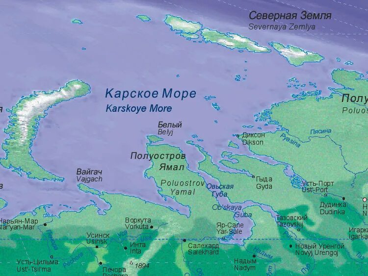 Карское море на карте. Полуостров Ямал на карте. Границы Карского моря.