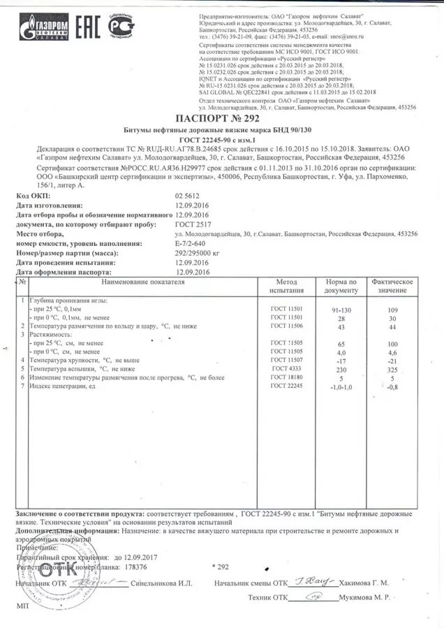 Марка битума бнд. Битум БНД 90/130 сертификат качества.