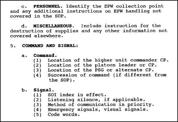 Operations orders