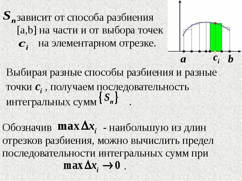 Существование определенного интеграла. Интеграл способ разбиения. Ранг разбиения интеграл. 8. Определенный интеграл. Параметр разбиения интеграл.