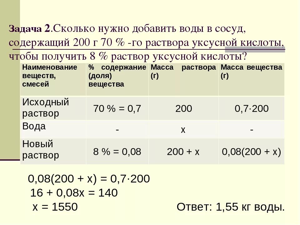 Сколько нужно добавить воды. Приготовление процентных растворов кислот. Задачи на разведение химия. Приготовление 3 процентного раствора уксусной кислоты. 3 раствор сколько в мл