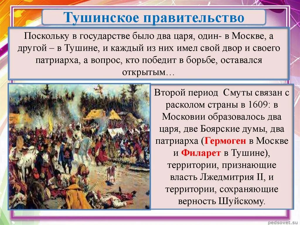 Смута в российском государстве ответы на вопросы. Тушинское правительство кратко. Смута в российском государстве тушинское правительство. Тушинское правительство презентация. Тушинское правительство 7 класс.