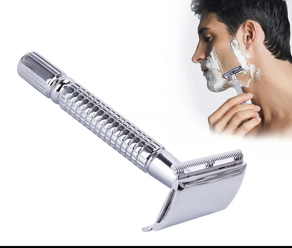 Брить лезвием. Станок бритвенный Honkong Safety Shaver Razor РД-578. Станок для бритья Double Razor. Опасная бритва джилет. Профессиональная бритва для бритья лица барбер.