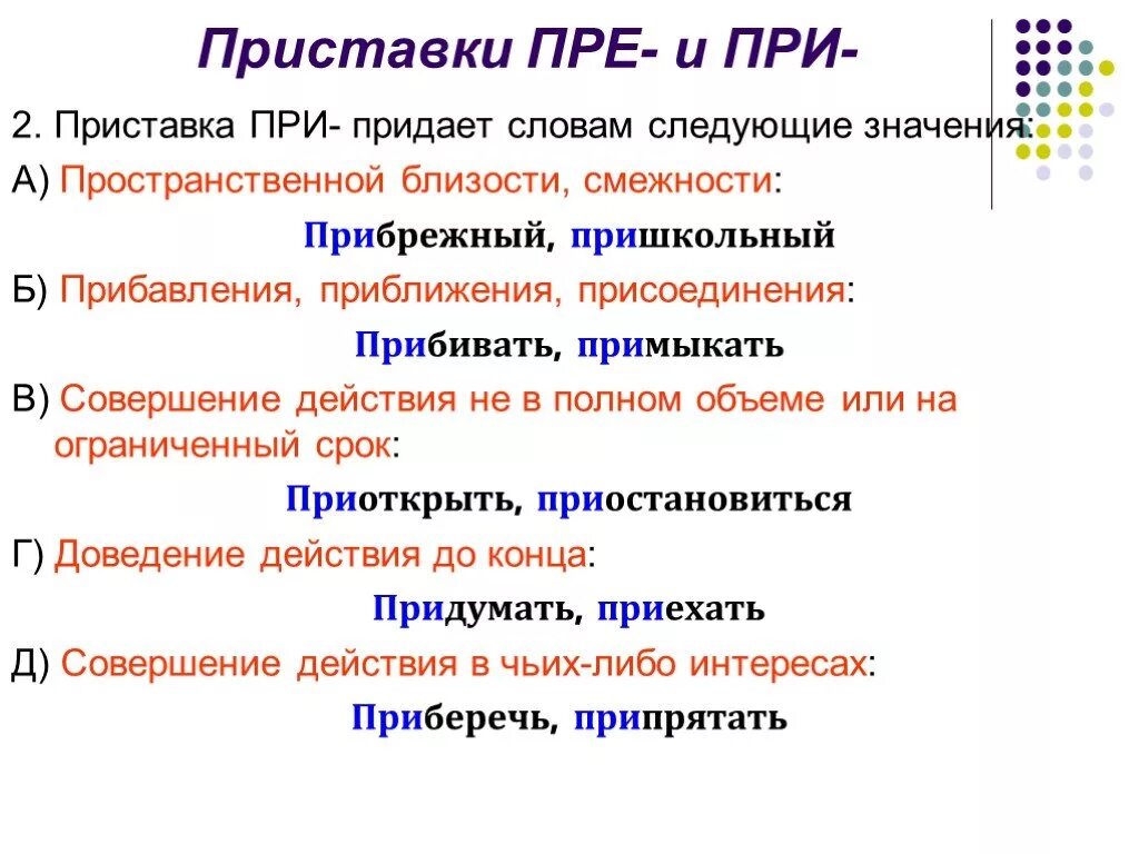 Значение приставки в слове придать