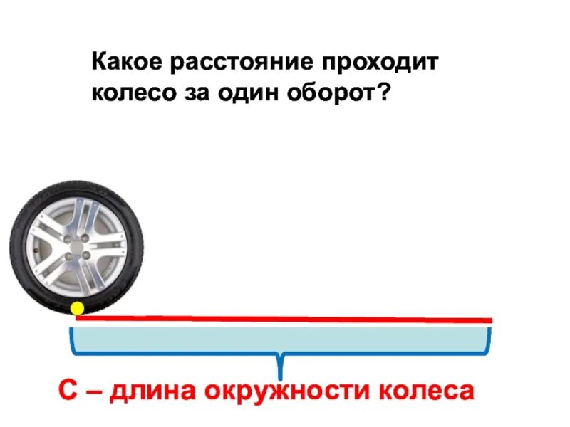 Сколько колес 1 автомобиль. Путь колеса за один оборот. Обороты колеса автомобиля. Расстояние за один оборот колеса. Измерение длины окружности колес.