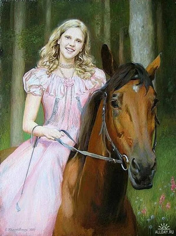 Учительница кони. Картины Екатерины Калиновской художницы.