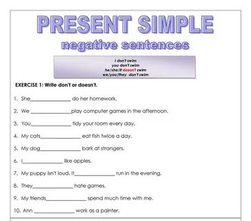 Negative sentences exercises