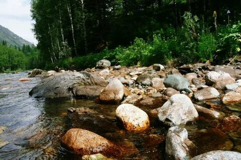 В ручье лежит