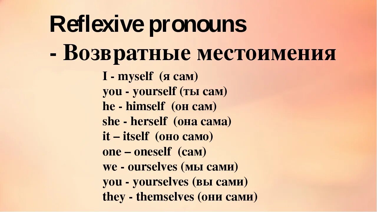 Myself yourself правило. Возвратные местоимения в английском. Возвратные местоимения в английском языке упражнения. Местоимения myself yourself