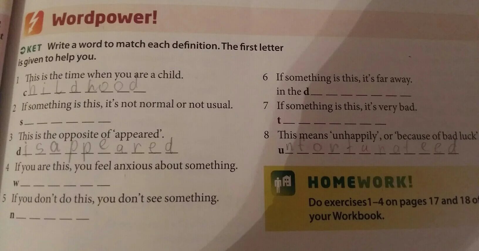 Write the first Letter of each Word. Write a Word to Match each Definition.. Write a Word to Matches the Definition. Worksheetpaper write the Words the first Letters. For each word or phrase