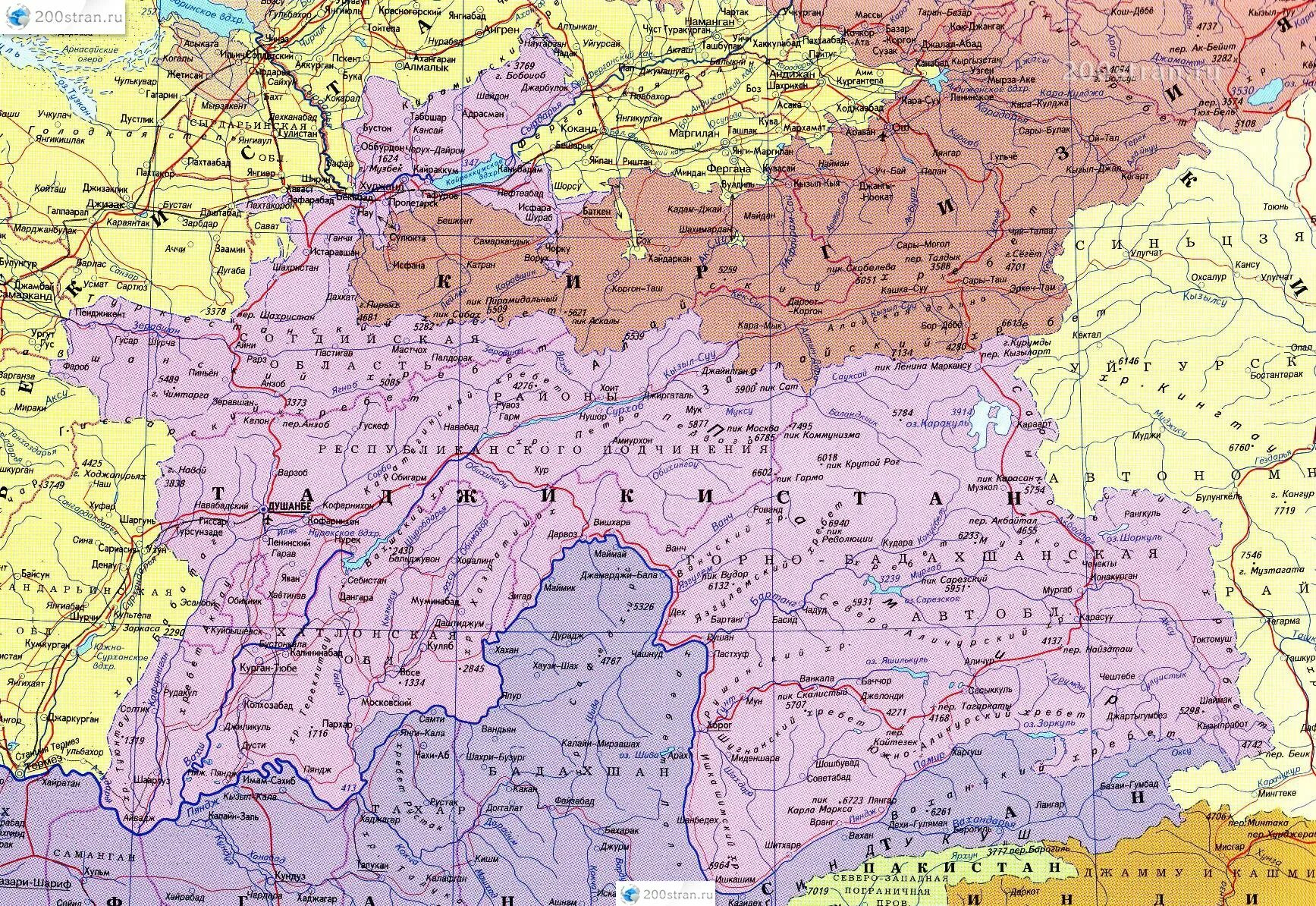 Русский язык точикистон. Таджикистан карта географическая. Политическая карта Таджикистана. Физическая карта Таджикистана. Карта Таджикистана с городами.