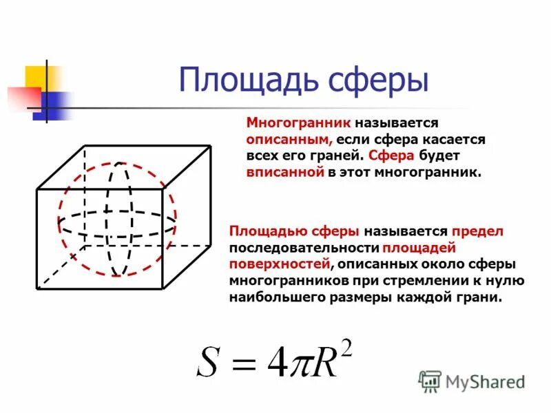 Сфера описанная около многогранника. Сфера площадь поверхности сферы. Площадь поверхности сферы формула. Вычислите площадь поверхности сферы.