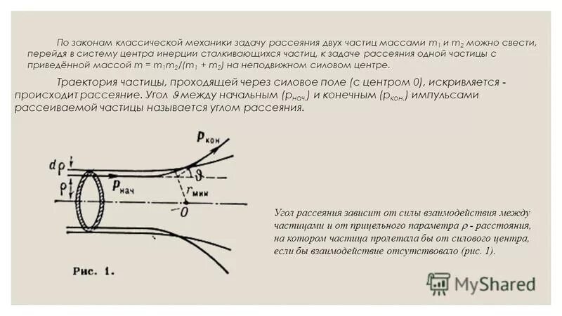 Рассеяние частиц. Прицельный параметр. Угол рассеяния частиц. Рассеяние частиц угол рассеивания.