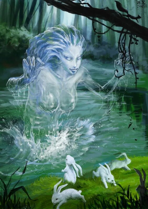 Водяной призрак. Дух воды. Водяной Славянская мифология. Мифические девушки.