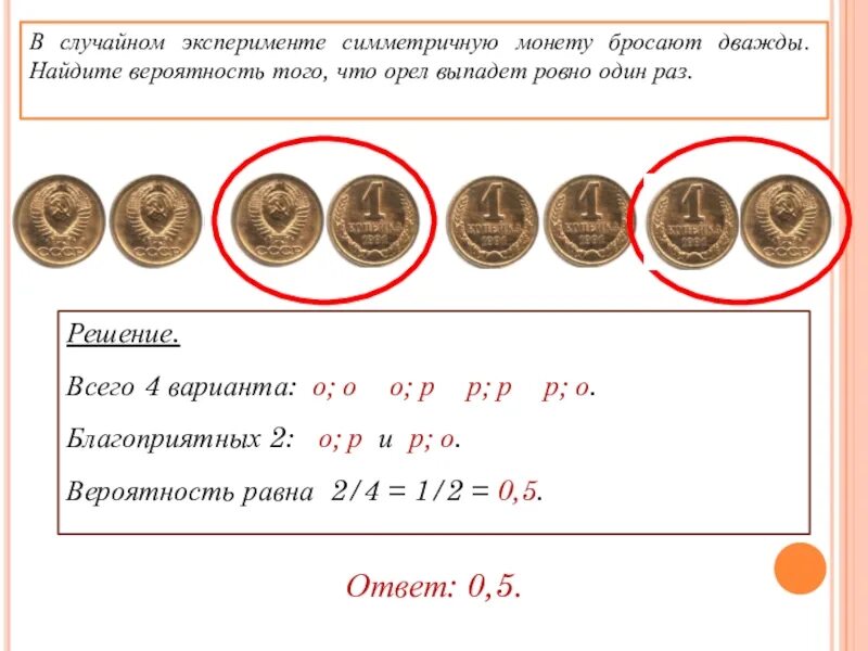 Симметричная монета. В случайном эксперименте симметричную монету бросают дважды. Бросить монету. Что значит симметричная монета.