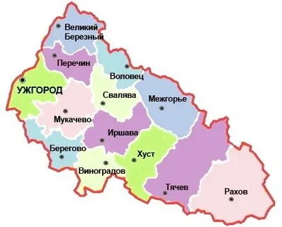 Закарпатье на карте