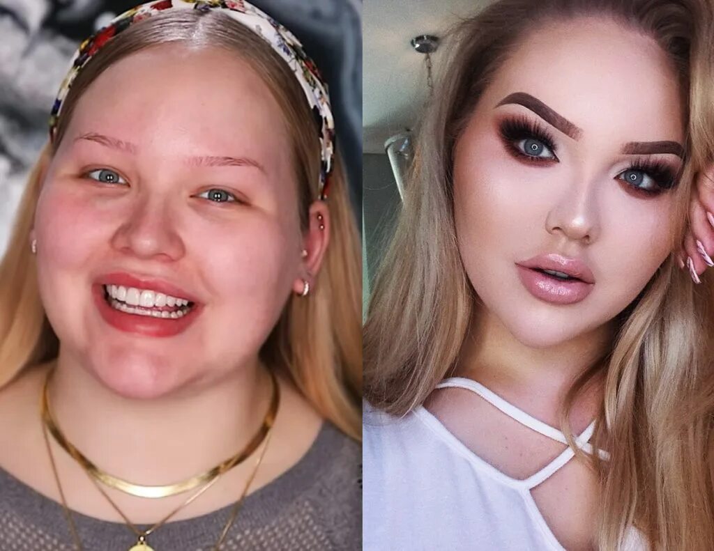 Макияж блогерш. Никки туториал. nikkietutorials в детстве. nikkietutorials до пластики. nikkietutorials без макияжа.