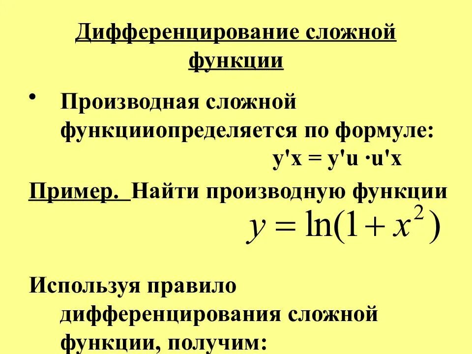 Правило дифференцирования сложной функции примеры Производная функция сложная функция: Производная сложной функции (u(v(x))' Тал