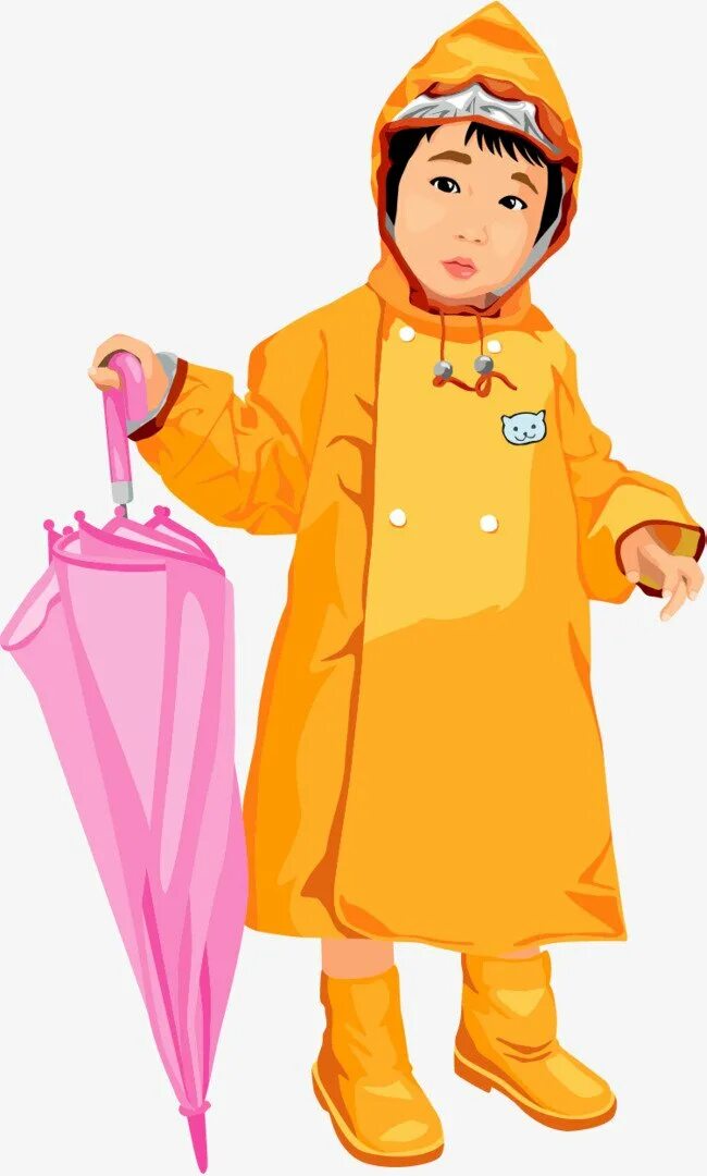 Дождевик мультяшный. Raincoat для детей на прозрачном фоне.