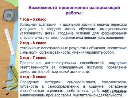 Организация работы в 5 классе