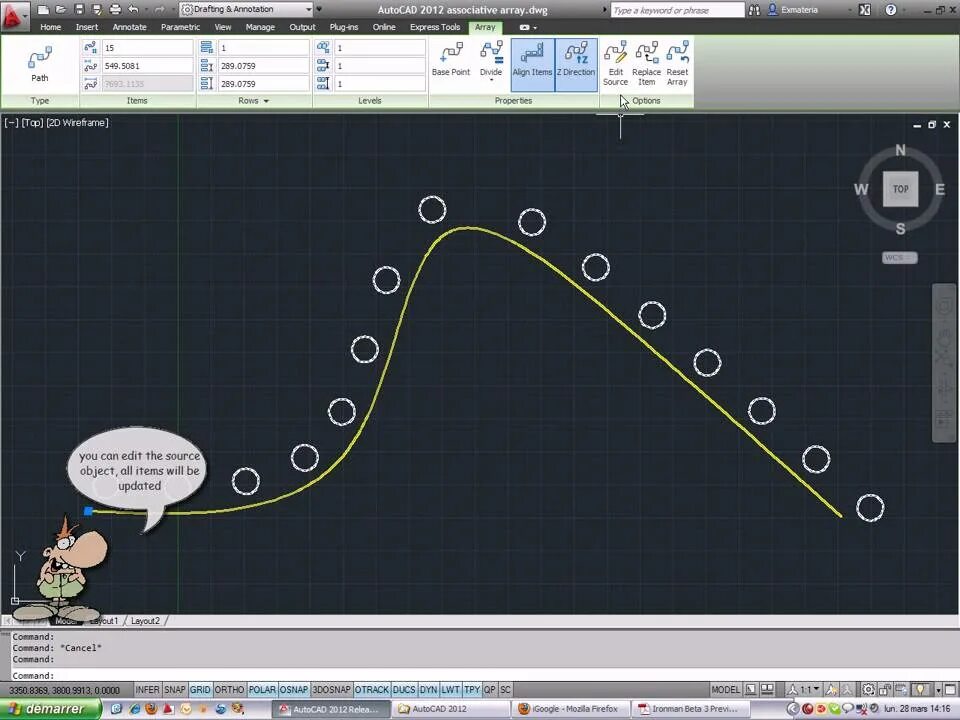 Array path. Autocad array. массивы в cad.