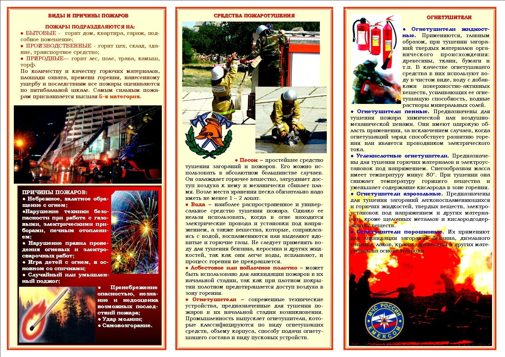 причины пожаров средства пожаротушения