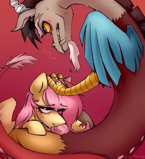 artist:rtootb, discord, fluttershy, draconequus, pegasus, pony, g4, blowjob...