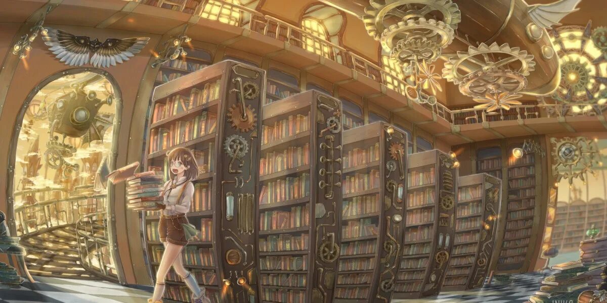 Головоломка библиотека. Библиотека арт. Сказочная библиотека. Стимпанк библиотека.