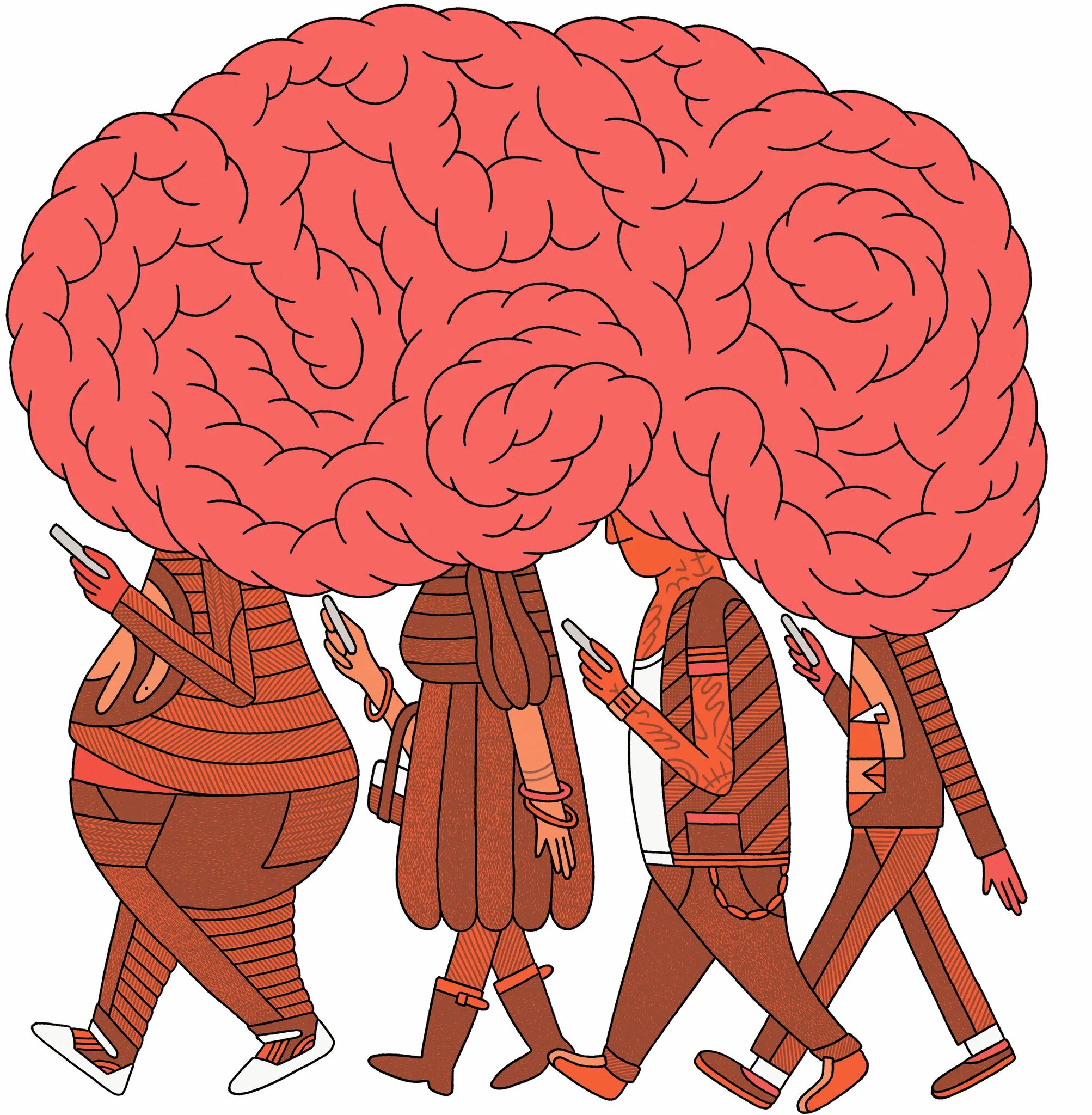 Коллективный мозг. Коллективный разум человечества. Творческий мозг. Разум карикатура.