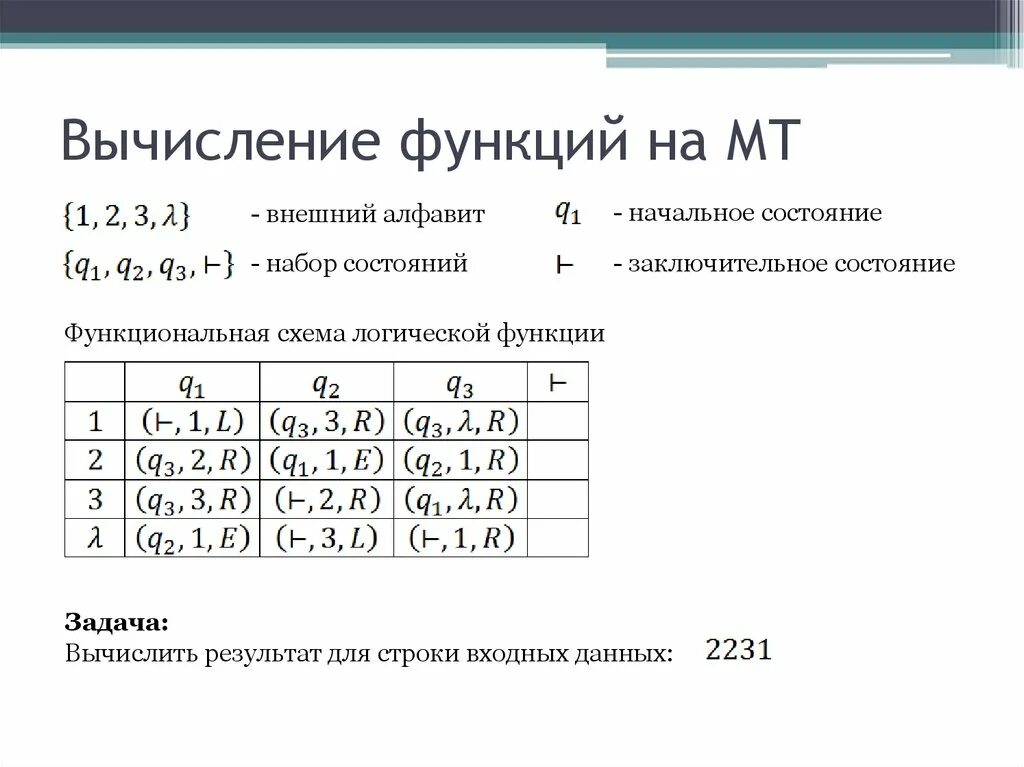 Машина тьюринга вычисления. Машина тьюринга задачи с решением. машина тьюринга дискретная математика. внешний алфавит машины тьюринга.