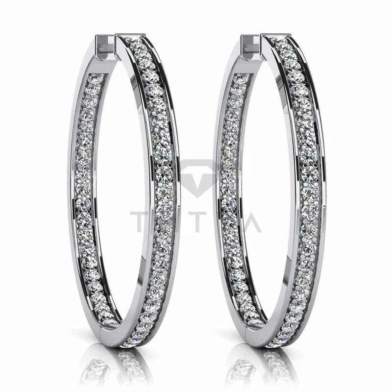 серьги конго 585 фианит. Hoop earrings. серьги белое золото 750 пробы с бриллиантами. 99ct. эпл даймонд серьги э0901сг05102300.
